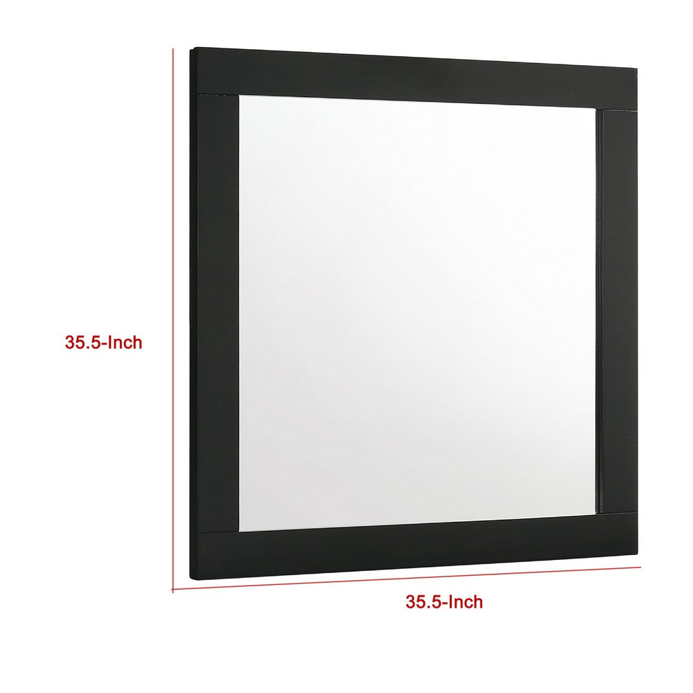 Caer Dresser Mirror, Rectangular Classic Black Asian Hardwood 35 Inch