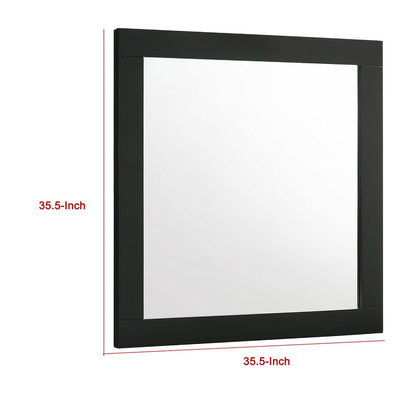 Caer Dresser Mirror, Rectangular Classic Black Asian Hardwood 35 Inch