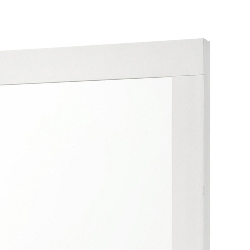 Caer Dresser Mirror, White Wood Frame with Beveled Glass, 35 Inch