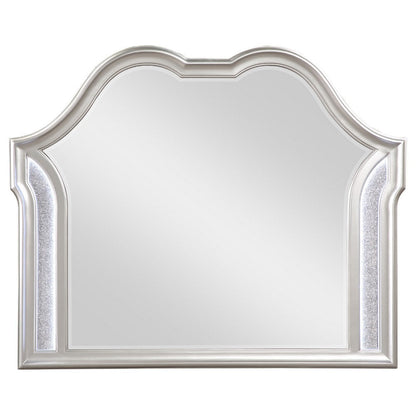 Nive Dresser Mirror, Silver Wood Frame, Double Arch Top, 40 Inch