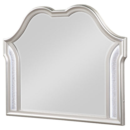 Nive Dresser Mirror, Silver Wood Frame, Double Arch Top, 40 Inch