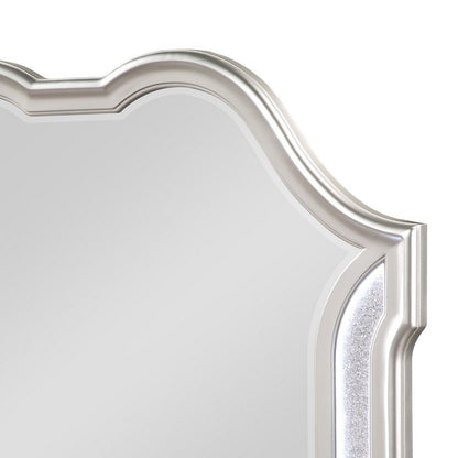 Nive Dresser Mirror, Silver Wood Frame, Double Arch Top, 40 Inch