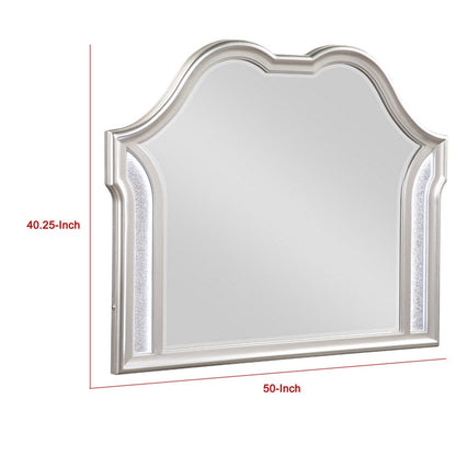 Nive Dresser Mirror, Silver Wood Frame, Double Arch Top, 40 Inch