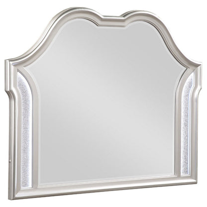 Nive Dresser Mirror, Silver Wood Frame, Double Arch Top, 40 Inch