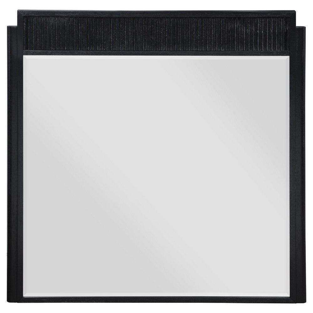 Jack Dresser Mirror, Black Wood, Molded Frame Design, 36 Inch