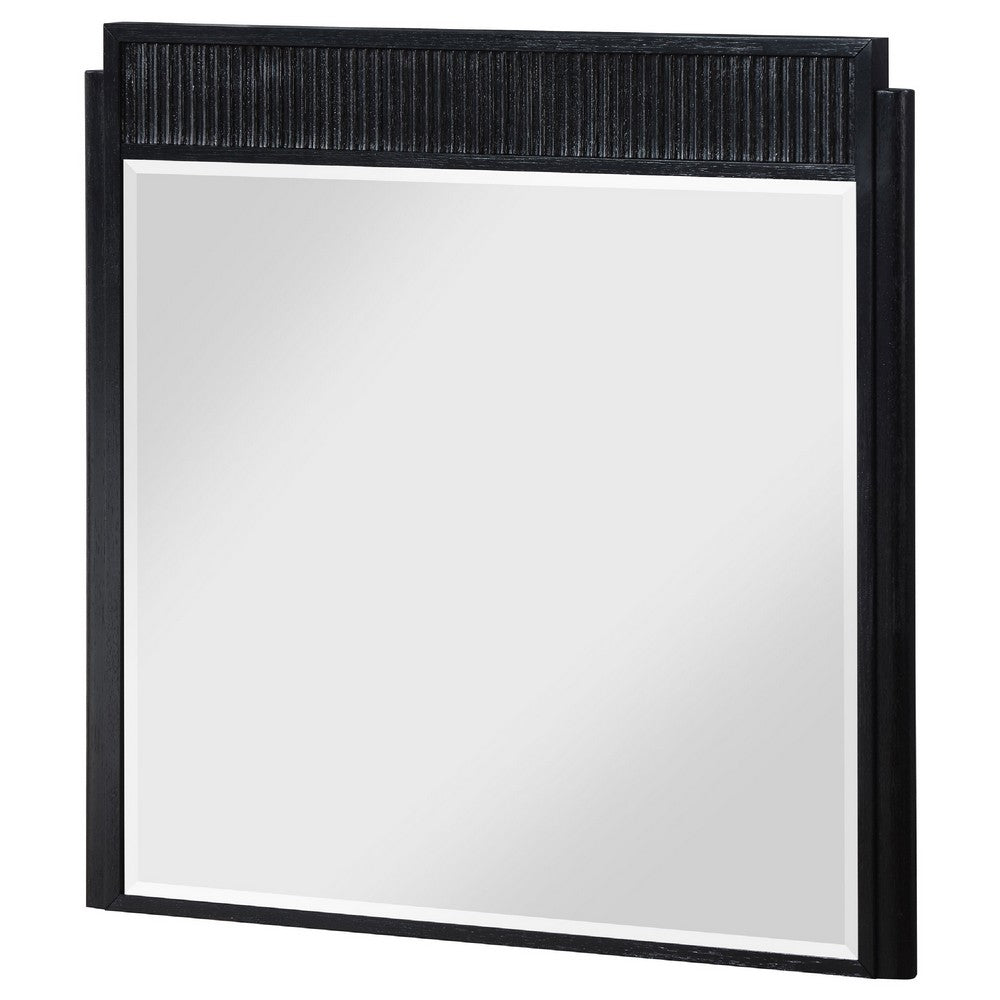 Jack Dresser Mirror, Black Wood, Molded Frame Design, 36 Inch