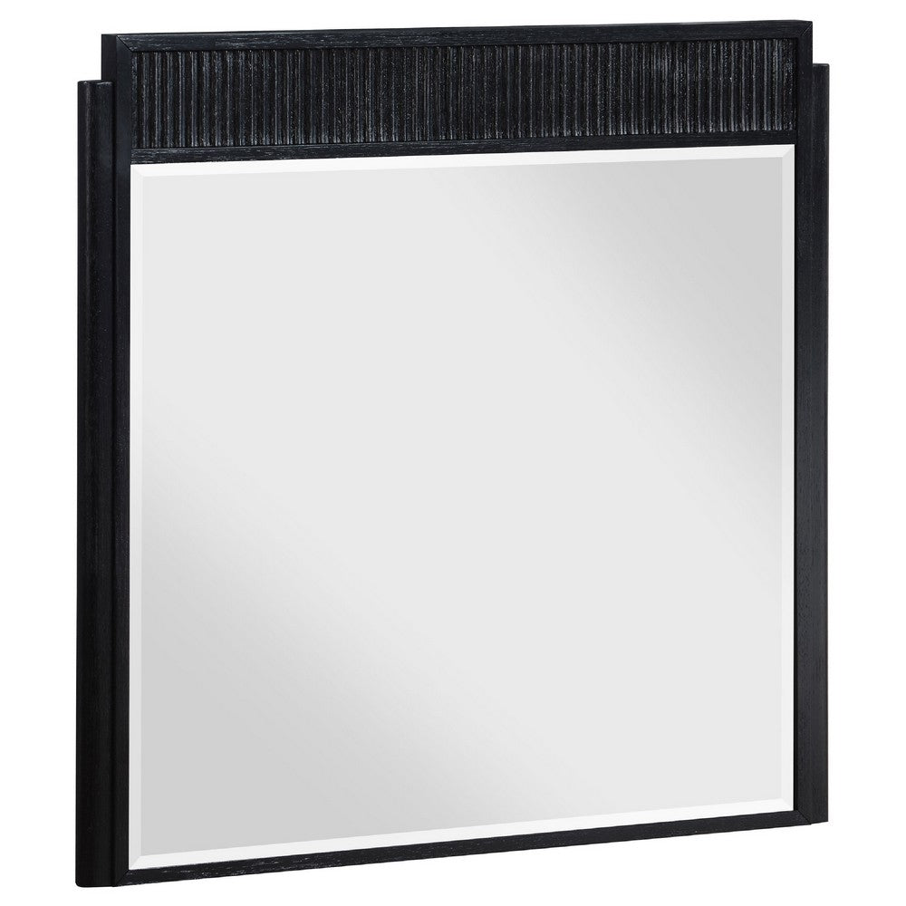 Jack Dresser Mirror, Black Wood, Molded Frame Design, 36 Inch