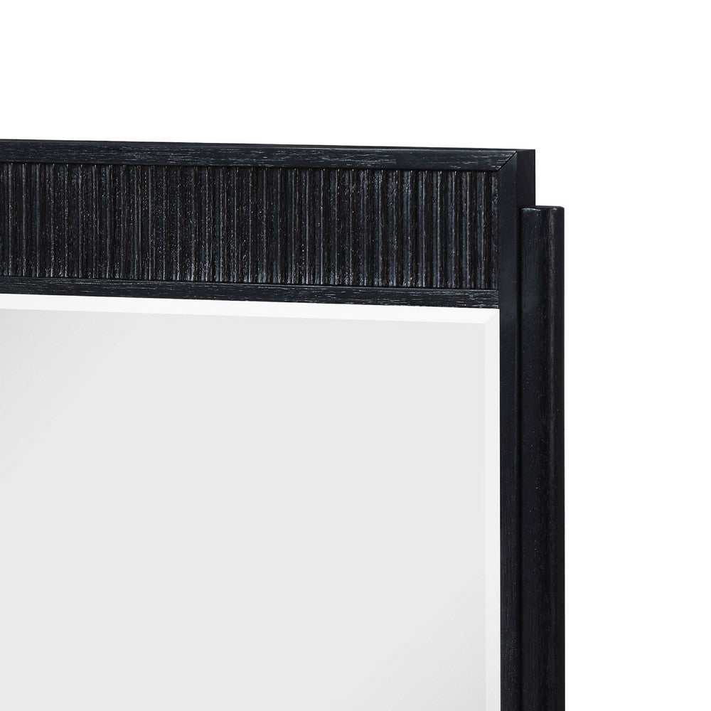 Jack Dresser Mirror, Black Wood, Molded Frame Design, 36 Inch