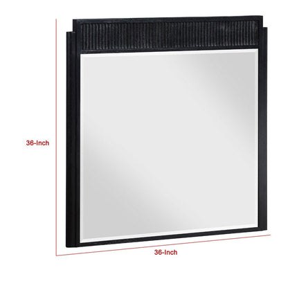 Jack Dresser Mirror, Black Wood, Molded Frame Design, 36 Inch