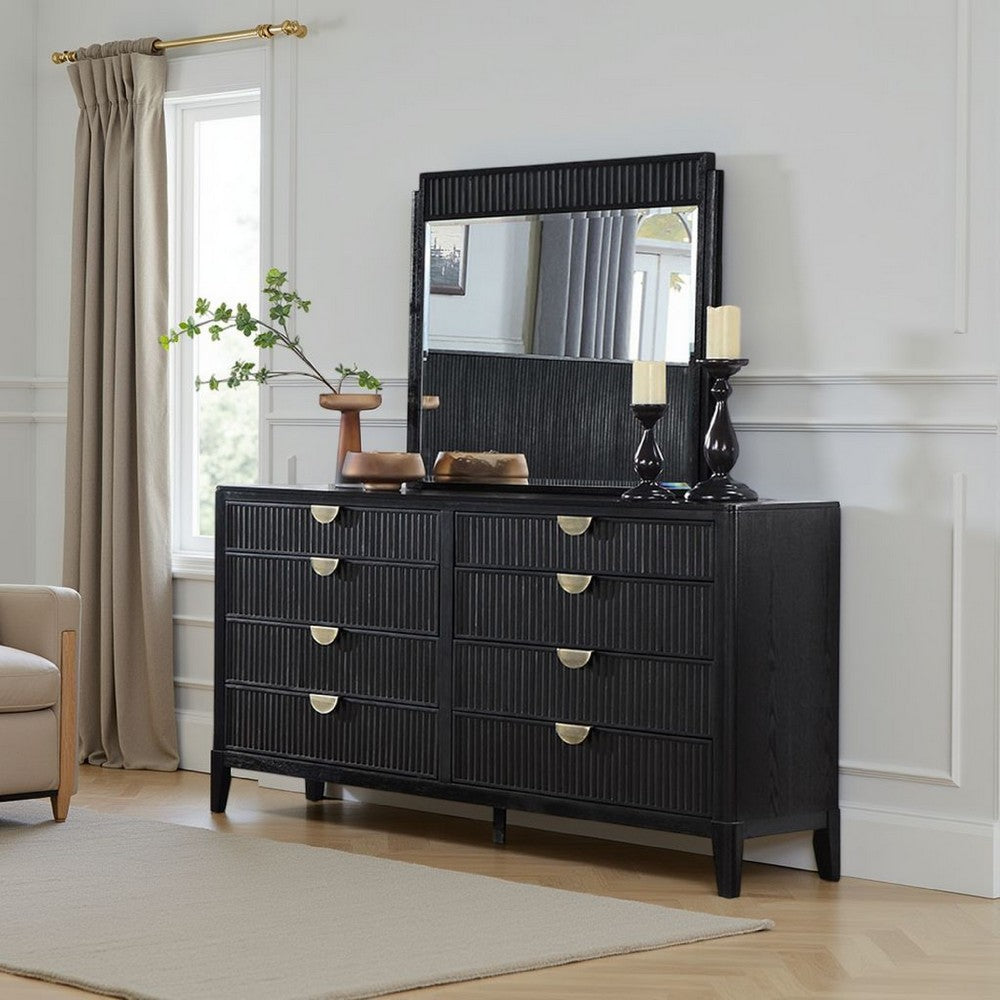 Jack Dresser Mirror, Black Wood, Molded Frame Design, 36 Inch