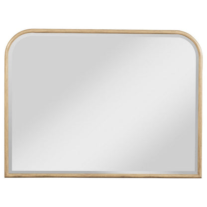 Lno Dresser Mirror, Beige Oak Wood Frame, Rectangular 36 Inch