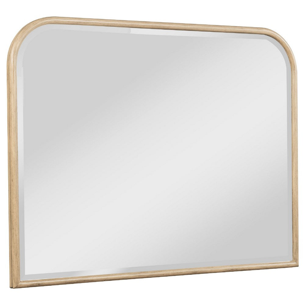 Lno Dresser Mirror, Beige Oak Wood Frame, Rectangular 36 Inch