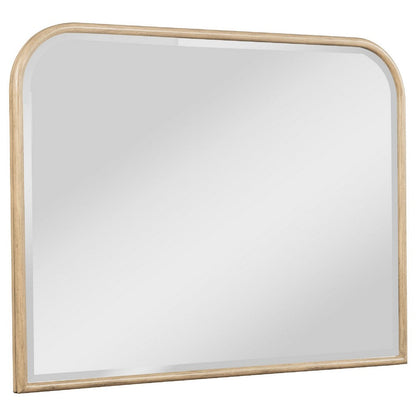 Lno Dresser Mirror, Beige Oak Wood Frame, Rectangular 36 Inch