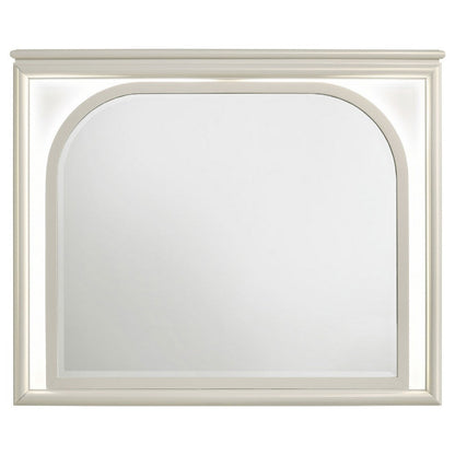 Ory Dresser Mirror, Touch LED Lighting, Pearl White Wood, 36 Inch
