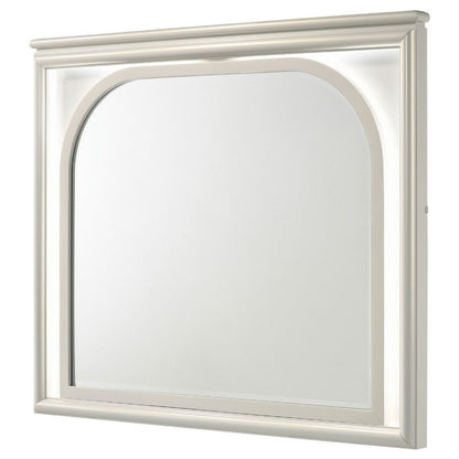 Ory Dresser Mirror, Touch LED Lighting, Pearl White Wood, 36 Inch
