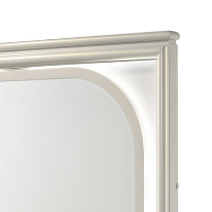 Ory Dresser Mirror, Touch LED Lighting, Pearl White Wood, 36 Inch
