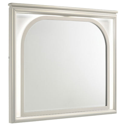 Ory Dresser Mirror, Touch LED Lighting, Pearl White Wood, 36 Inch