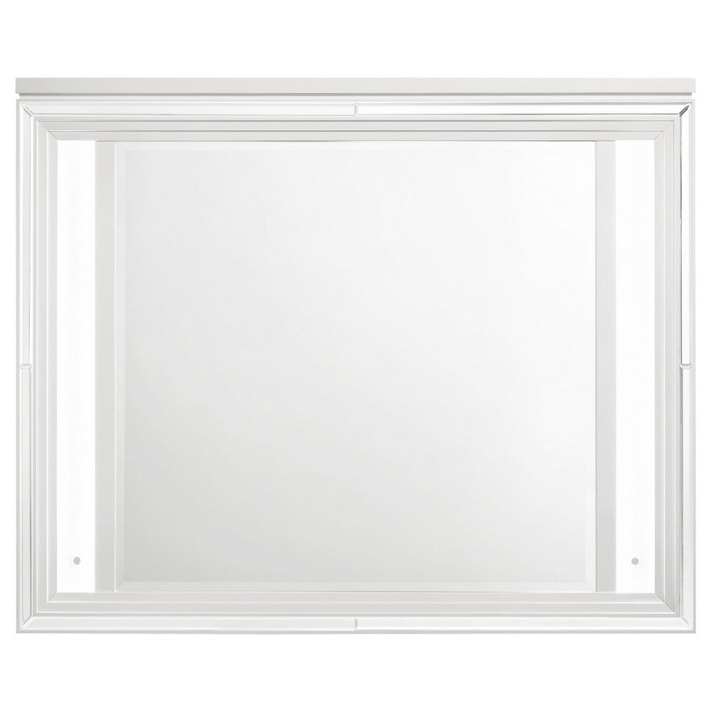 Mory LED Dresser Mirror, Touch Lighting, White Wood Frame, 36 Inch