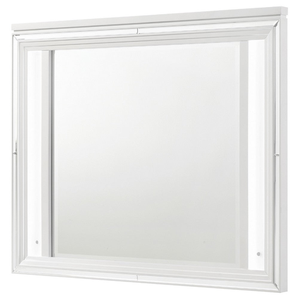 Mory LED Dresser Mirror, Touch Lighting, White Wood Frame, 36 Inch