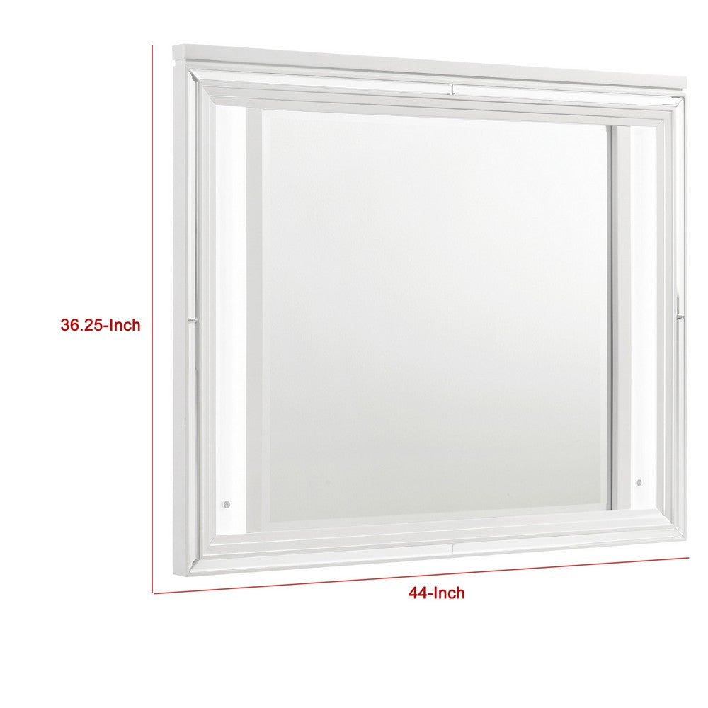 Mory LED Dresser Mirror, Touch Lighting, White Wood Frame, 36 Inch