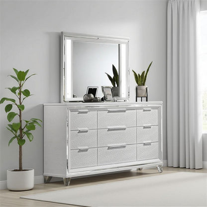 Mory LED Dresser Mirror, Touch Lighting, White Wood Frame, 36 Inch
