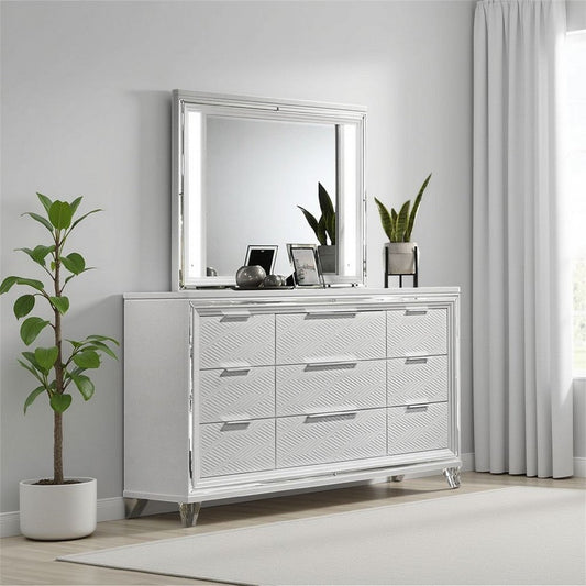 Mory LED Dresser Mirror, Touch Lighting, White Wood Frame, 36 Inch