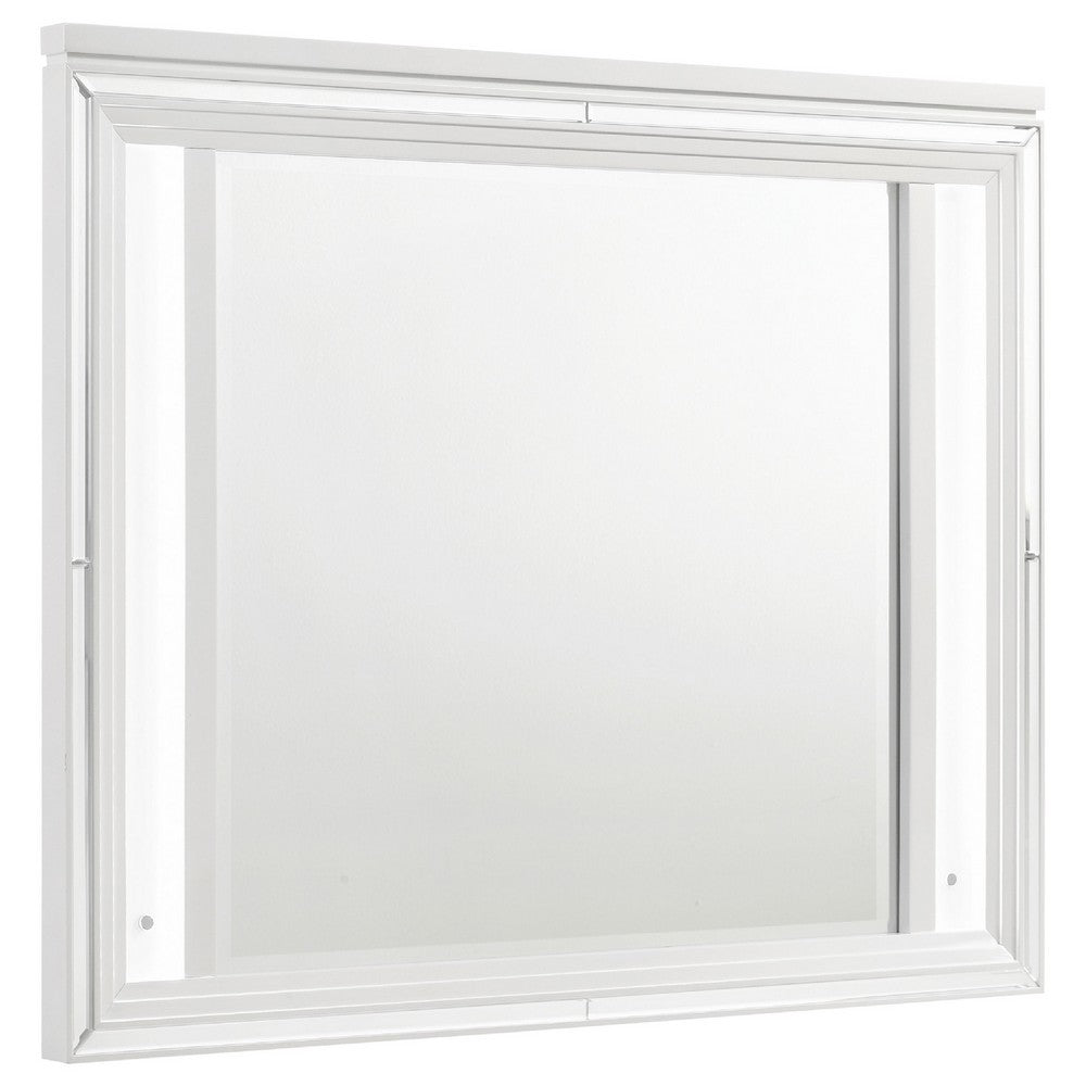 Mory LED Dresser Mirror, Touch Lighting, White Wood Frame, 36 Inch