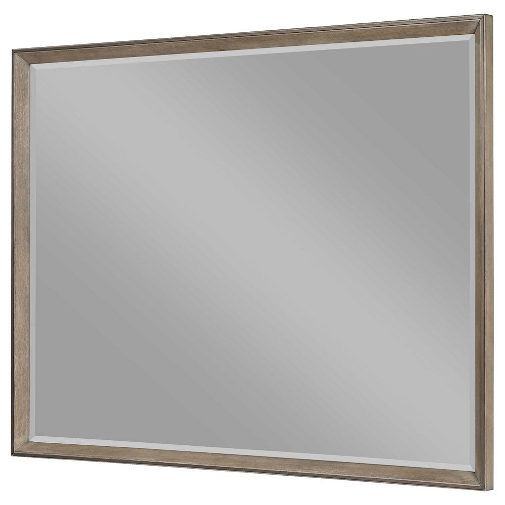 Lyni Dresser Mirror, Washed Oak Gray Wood Frame, Rectangular 40 Inch