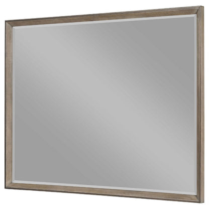 Lyni Dresser Mirror, Washed Oak Gray Wood Frame, Rectangular 40 Inch