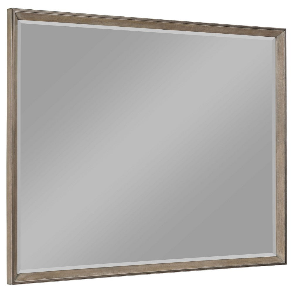 Lyni Dresser Mirror, Washed Oak Gray Wood Frame, Rectangular 40 Inch