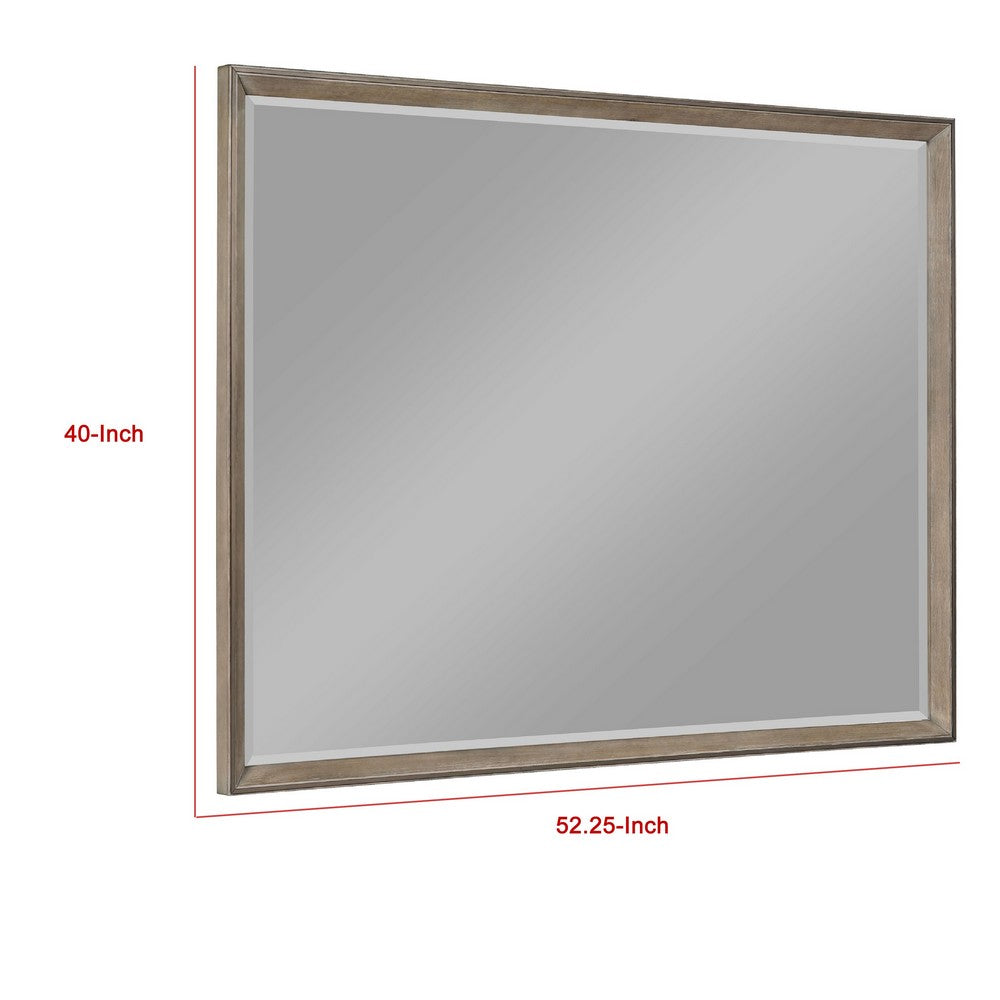 Lyni Dresser Mirror, Washed Oak Gray Wood Frame, Rectangular 40 Inch