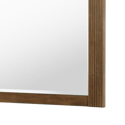 Reon Dresser Mirror, Ash Brown Wood Frame, Vertical Fluting, 38 Inch