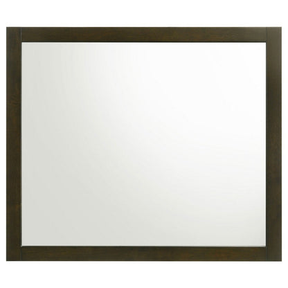Wlly Dresser Mirror with Wide Frame, 39 Inch Dark Brown Hardwood