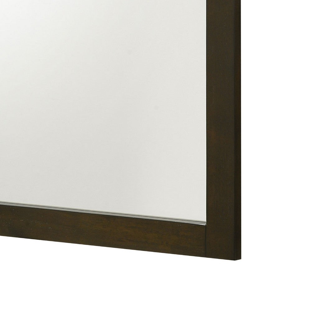 Wlly Dresser Mirror with Wide Frame, 39 Inch Dark Brown Hardwood