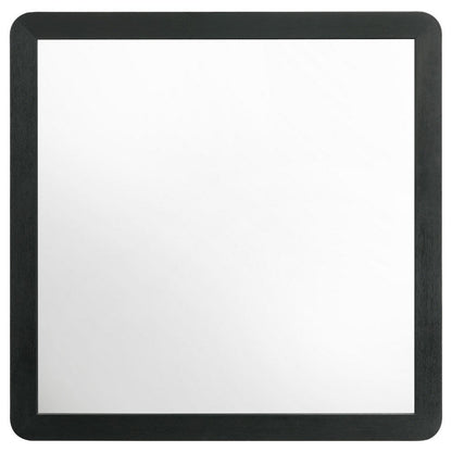 Cavy Dresser Mirror, Rounded Corners and Flat Glass, Black Melamine