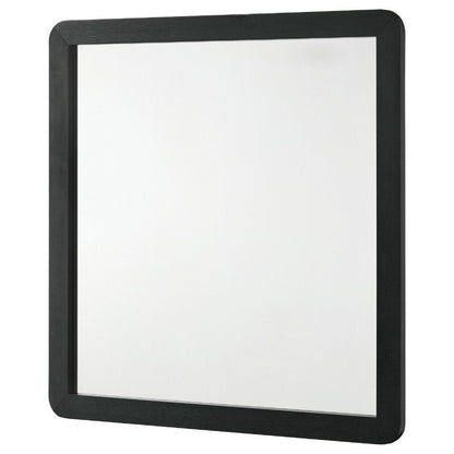 Cavy Dresser Mirror, Rounded Corners and Flat Glass, Black Melamine