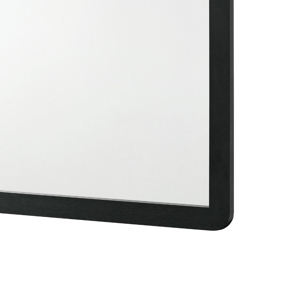 Cavy Dresser Mirror, Rounded Corners and Flat Glass, Black Melamine