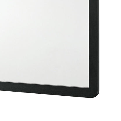 Cavy Dresser Mirror, Rounded Corners and Flat Glass, Black Melamine