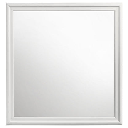 Nim Rectangular Dresser Mirror, Molded Trim Frame, 38 Inch White Wood