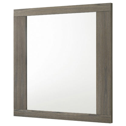 Fene Rectangular Dresser Mirror, Flat Glass, 38 Inch Gray Oak Melamine
