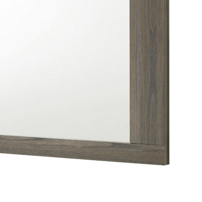 Fene Rectangular Dresser Mirror, Flat Glass, 38 Inch Gray Oak Melamine