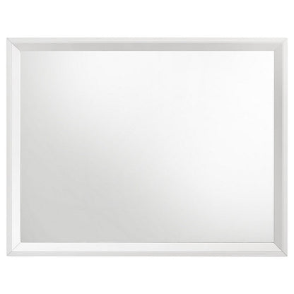 Noro Dresser Mirror with Slim Trim, Open Mitered Corners, White Wood
