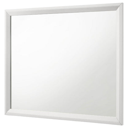 Noro Dresser Mirror with Slim Trim, Open Mitered Corners, White Wood