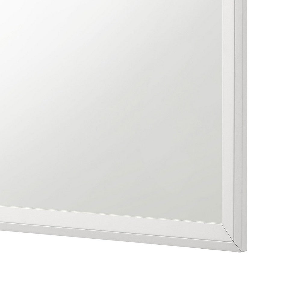 Noro Dresser Mirror with Slim Trim, Open Mitered Corners, White Wood