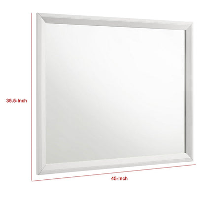 Noro Dresser Mirror with Slim Trim, Open Mitered Corners, White Wood