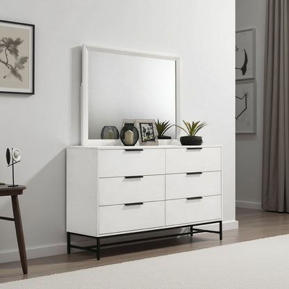 Noro Dresser Mirror with Slim Trim, Open Mitered Corners, White Wood