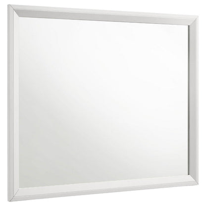 Noro Dresser Mirror with Slim Trim, Open Mitered Corners, White Wood