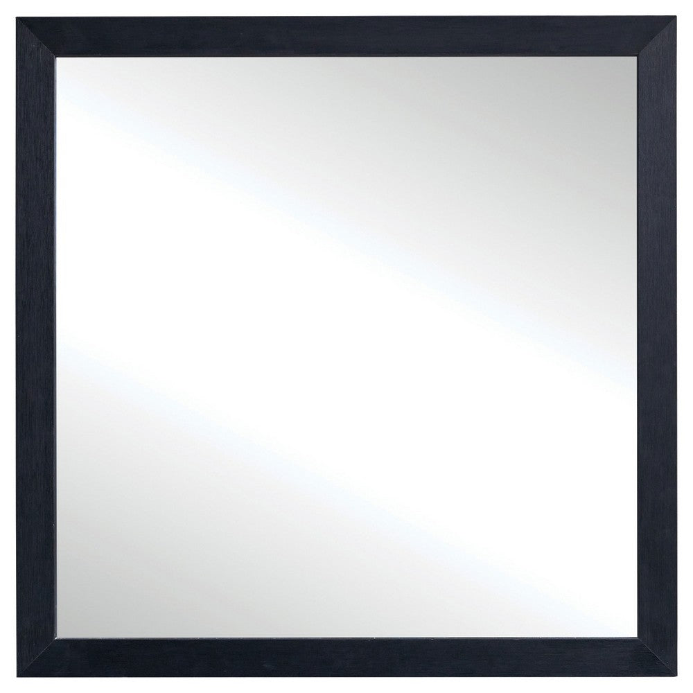 Dex Rectangular Dresser Mirror, Non-Beveled Glass, Black Wood-Melamine