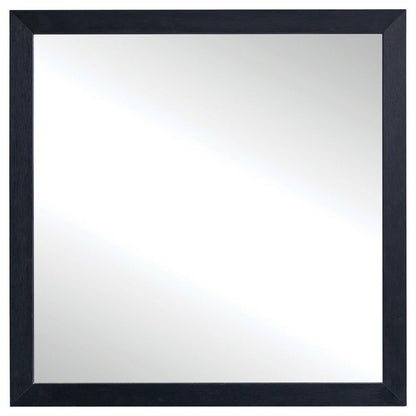 Dex Rectangular Dresser Mirror, Non-Beveled Glass, Black Wood-Melamine