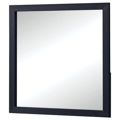 Dex Rectangular Dresser Mirror, Non-Beveled Glass, Black Wood-Melamine